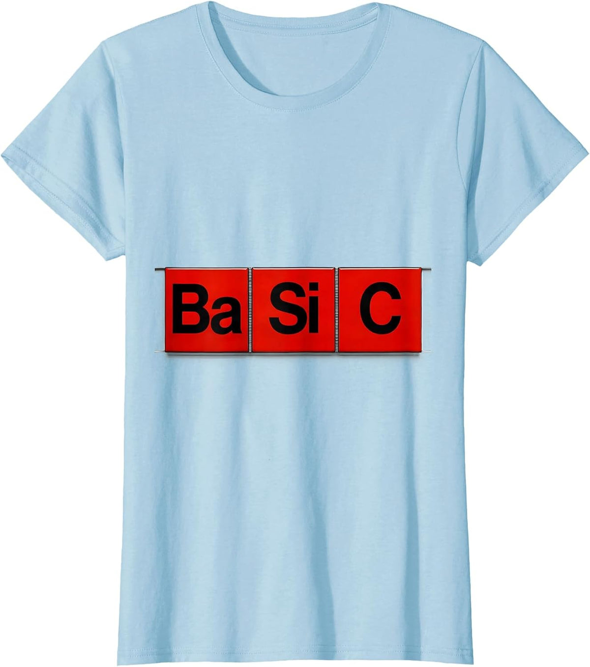 Women's Ba-Si-C Geometric Chemistry Periodic Table Nerd Humor T-Shirt - Baby Blue