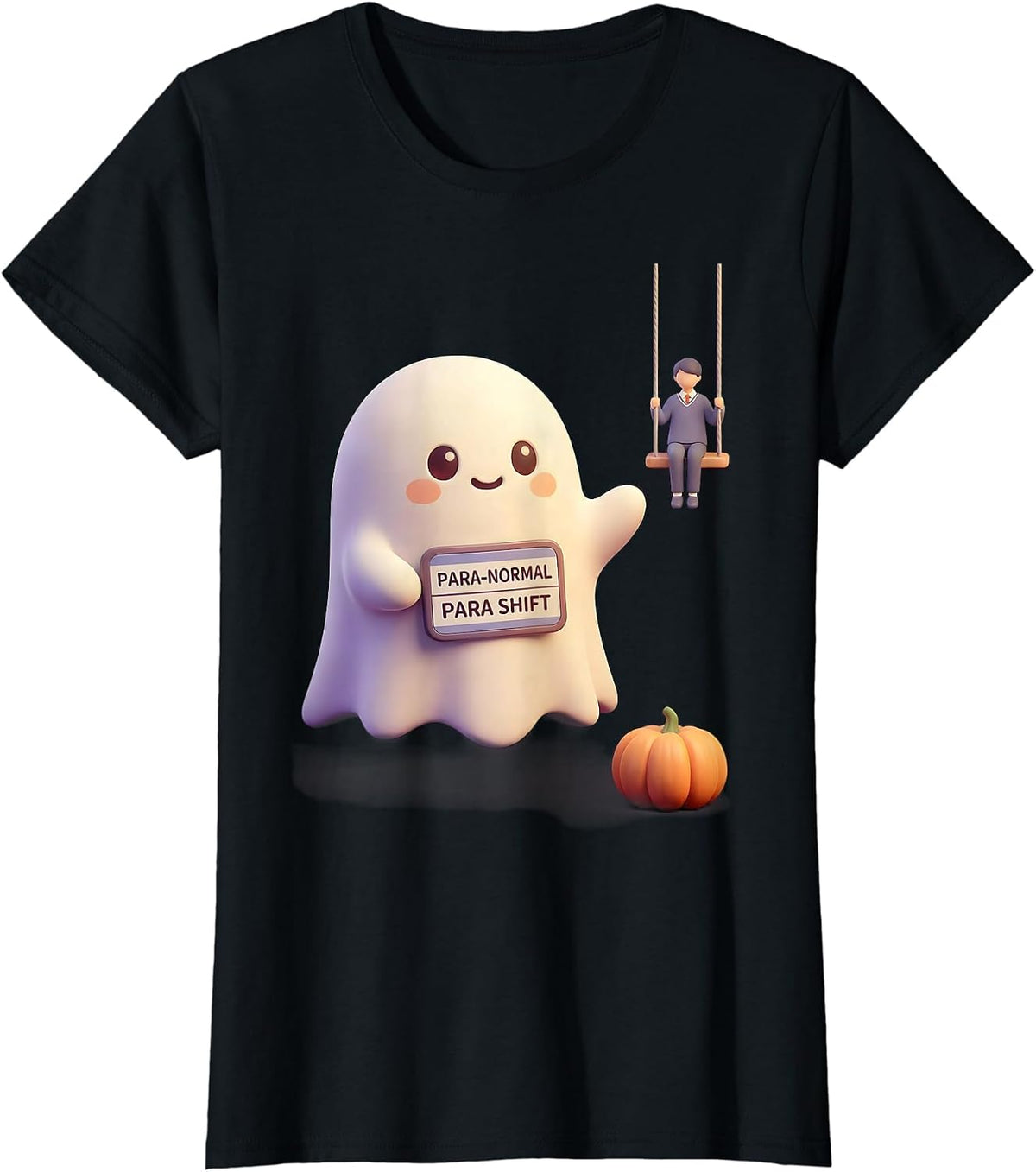 Para-Normal Para Shift Cute Kawaii Ghost Paraprofessional T-Shirt - Black
