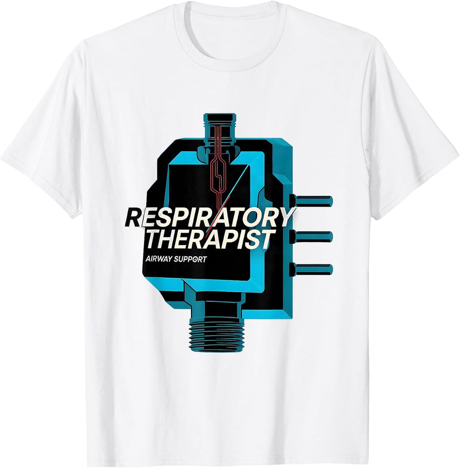 Men's Respiratory Therapist Airway Support New Wave Typography T-Shirt - White