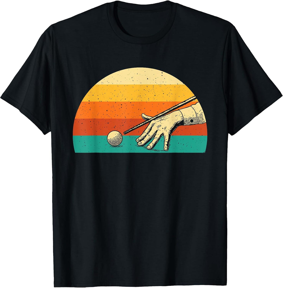 Retro Vintage Billiards Game - 8 Ball Pool Player Tournament T-Shirt - Black