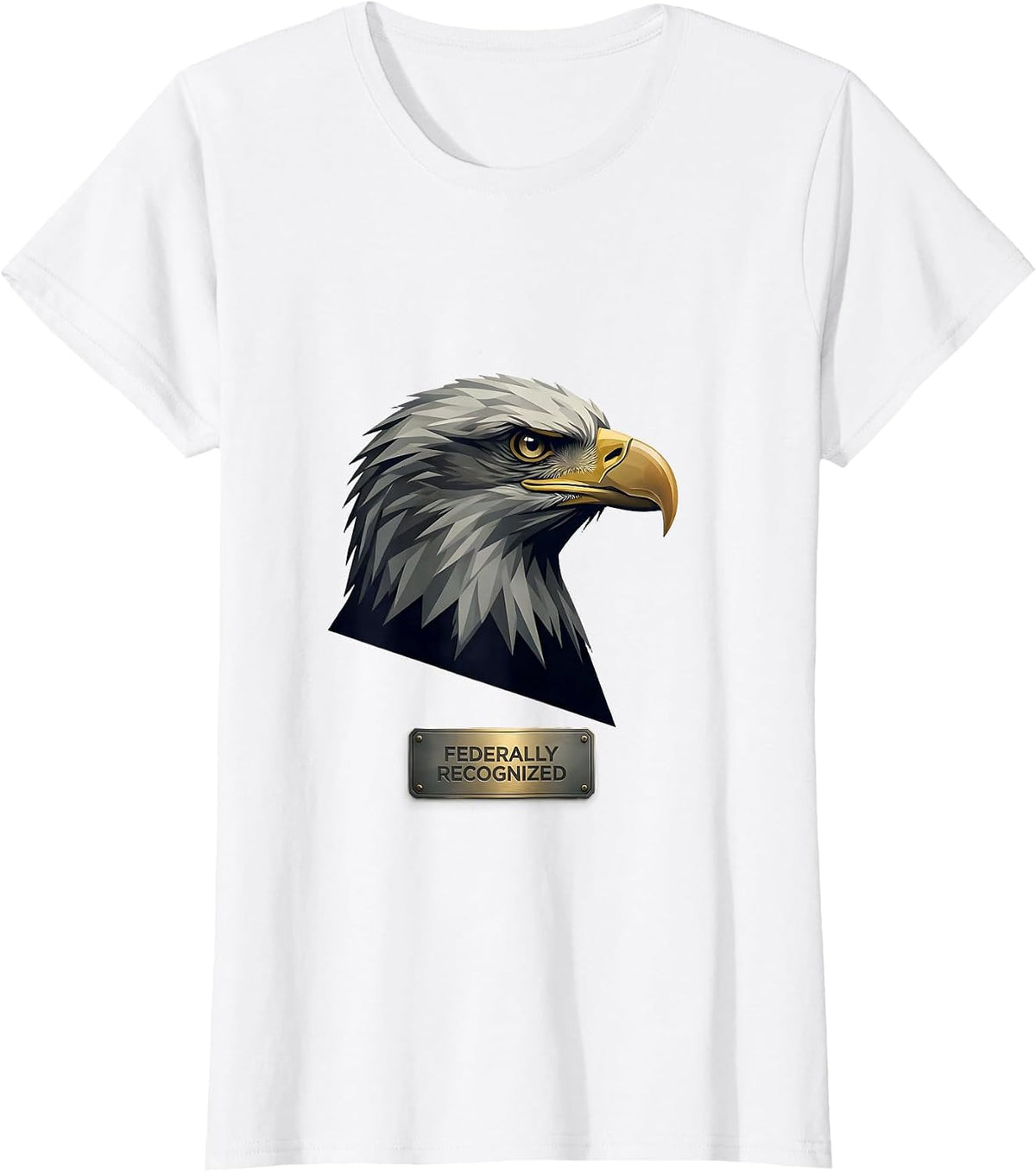 Women's Federally Recognized Editorial Conceptual Bald Eagle Mascot T-Shirt - White