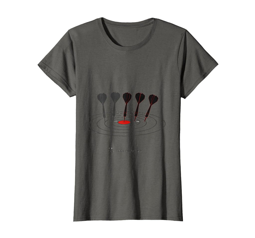 Mademark Same Spot Every Time Funny Dart Player Bar Humor Gift T-Shirt - Asphalt Grey