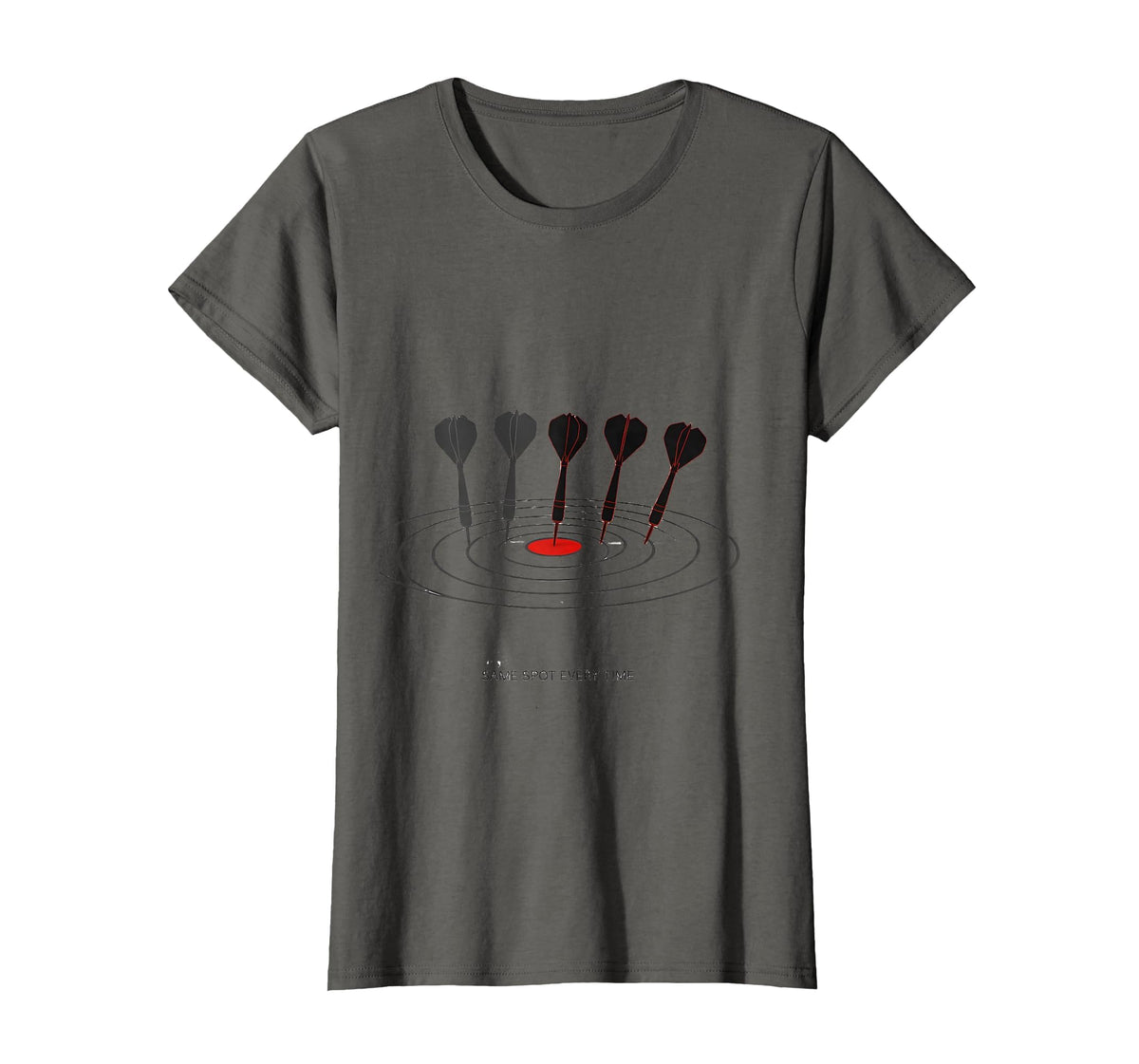 Mademark Same Spot Every Time Funny Dart Player Bar Humor Gift T-Shirt - Asphalt Grey