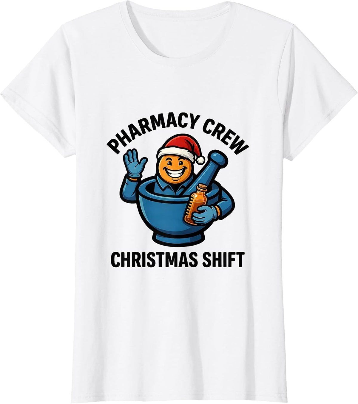 Women's Pharmacy Crew Christmas Shift Funny Pharmacist Tech Holiday T-Shirt - White