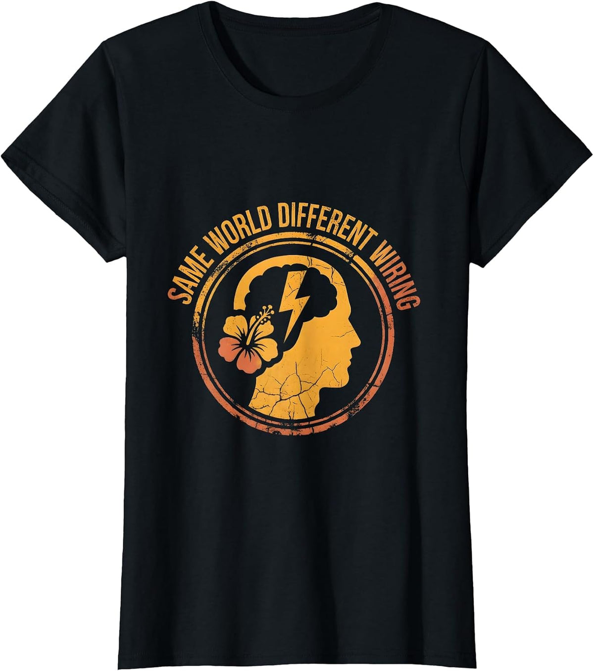 Same World Different Wiring Neurodiversity Design T-Shirt - Black