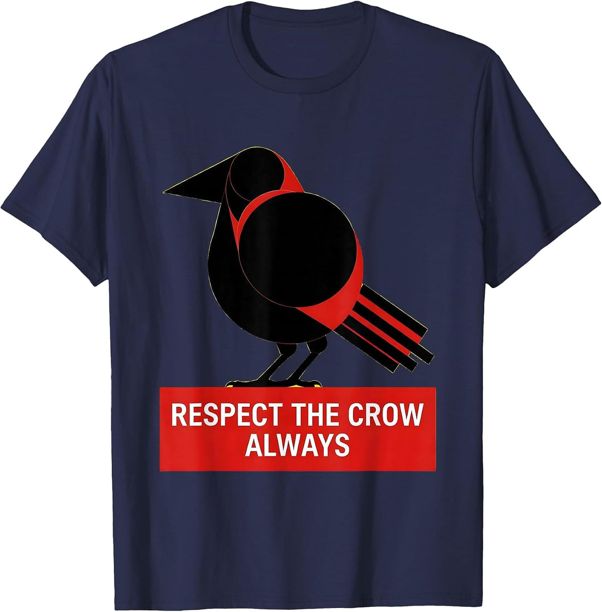 Men's Respect The Crow Always Bold Crow Graphic T-Shirt - Navy Blue
