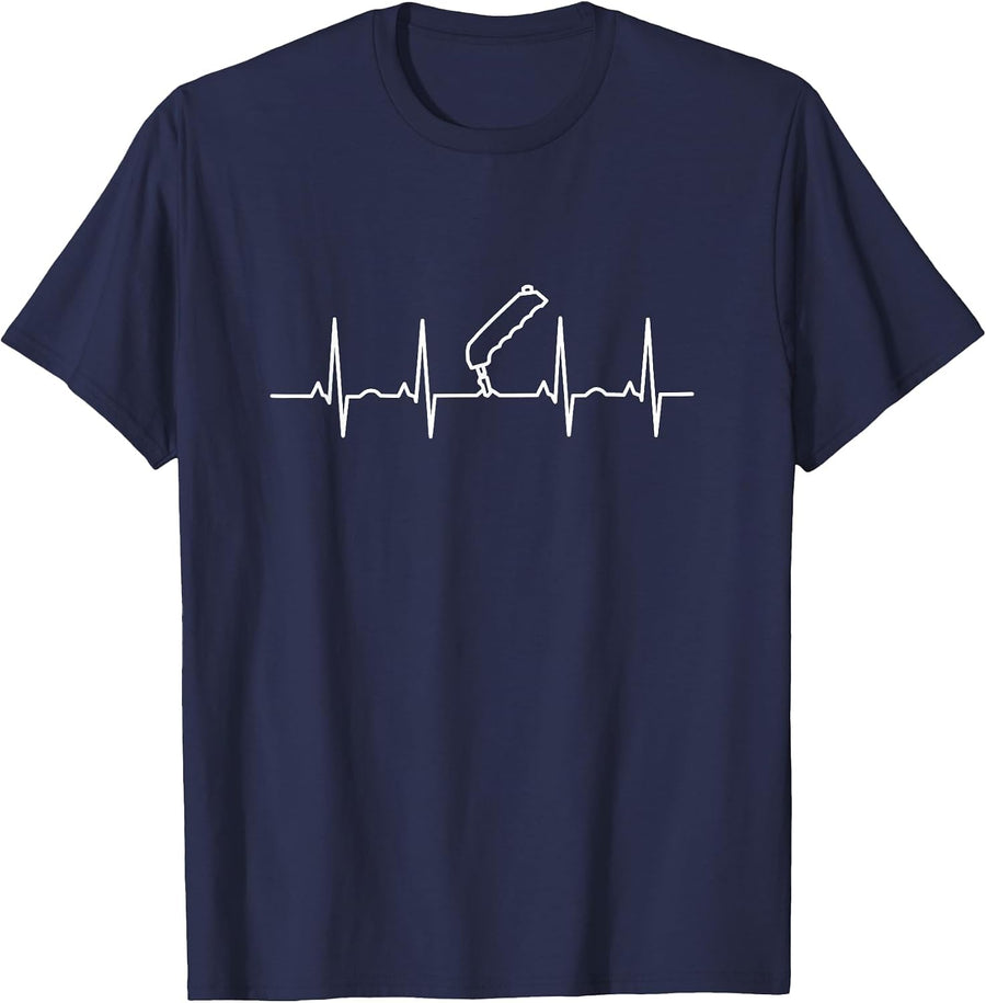 Stained Glass Artist Heartbeat T-Shirt - Navy Blue