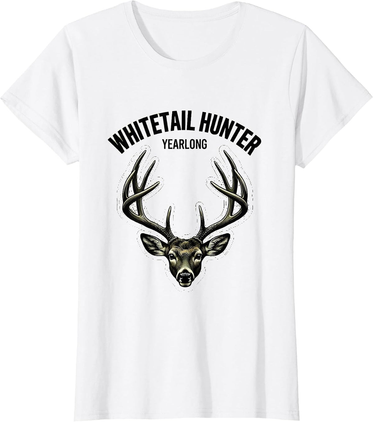 Whitetail Hunter Yearlong Minimalist Antler Crown Dad T-Shirt - White