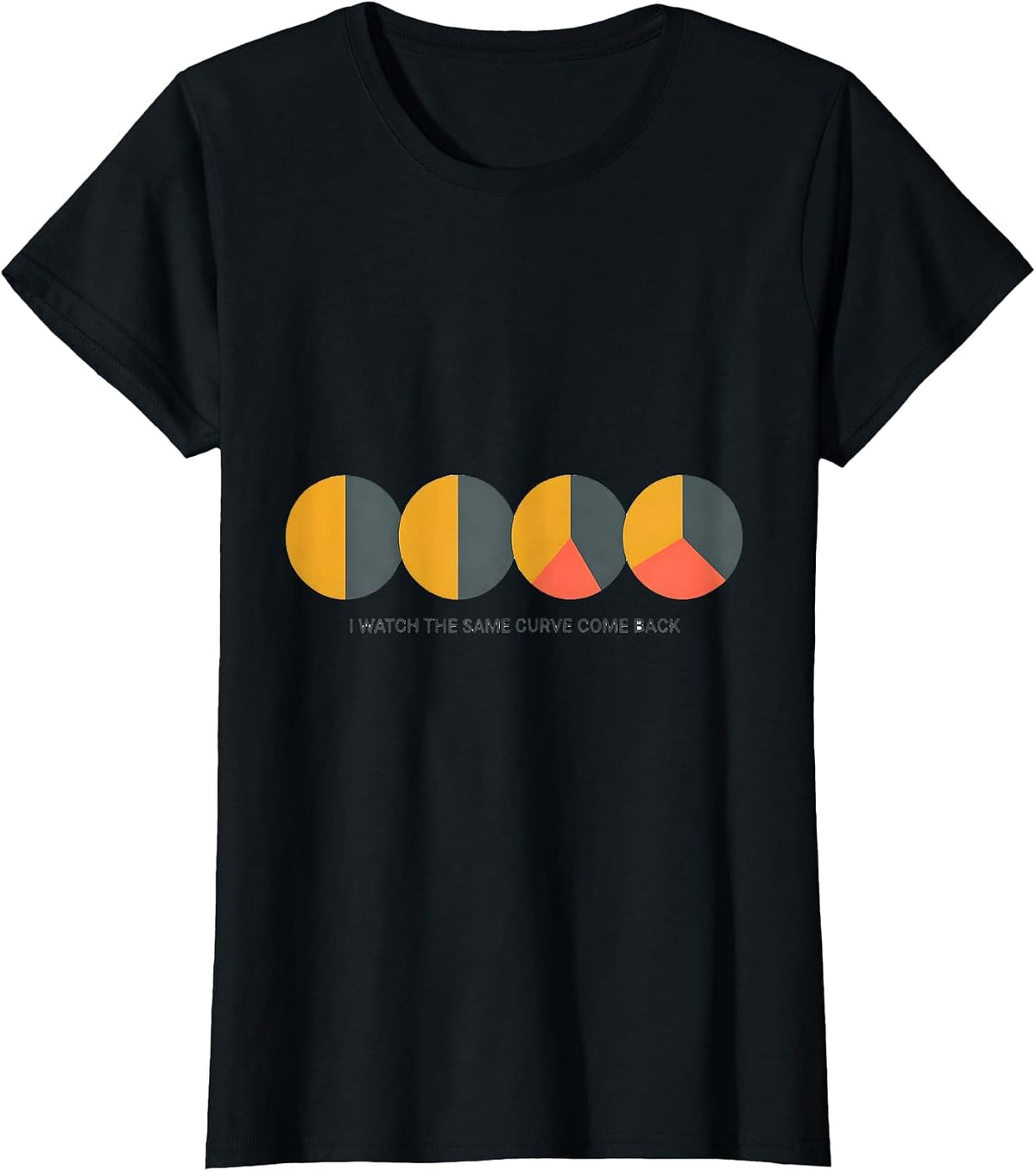 Women's I Watch The Same Curve Come Back Astronomy Moon Phase Lunar T-Shirt - Black