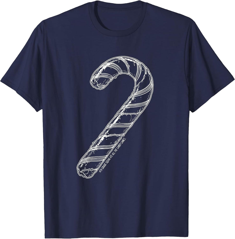 4th Grade Squad Ate All The Candy Canes Teacher Humor T-Shirt - Navy Blue