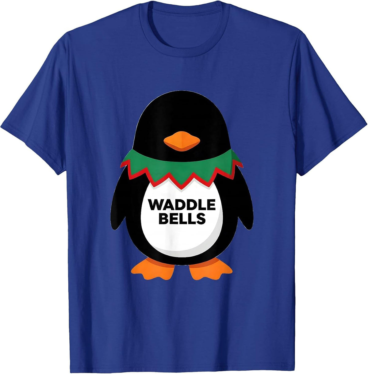 Men's Waddle Bells Funny Penguin Lover Christmas Humor Cute T-Shirt - Royal Blue
