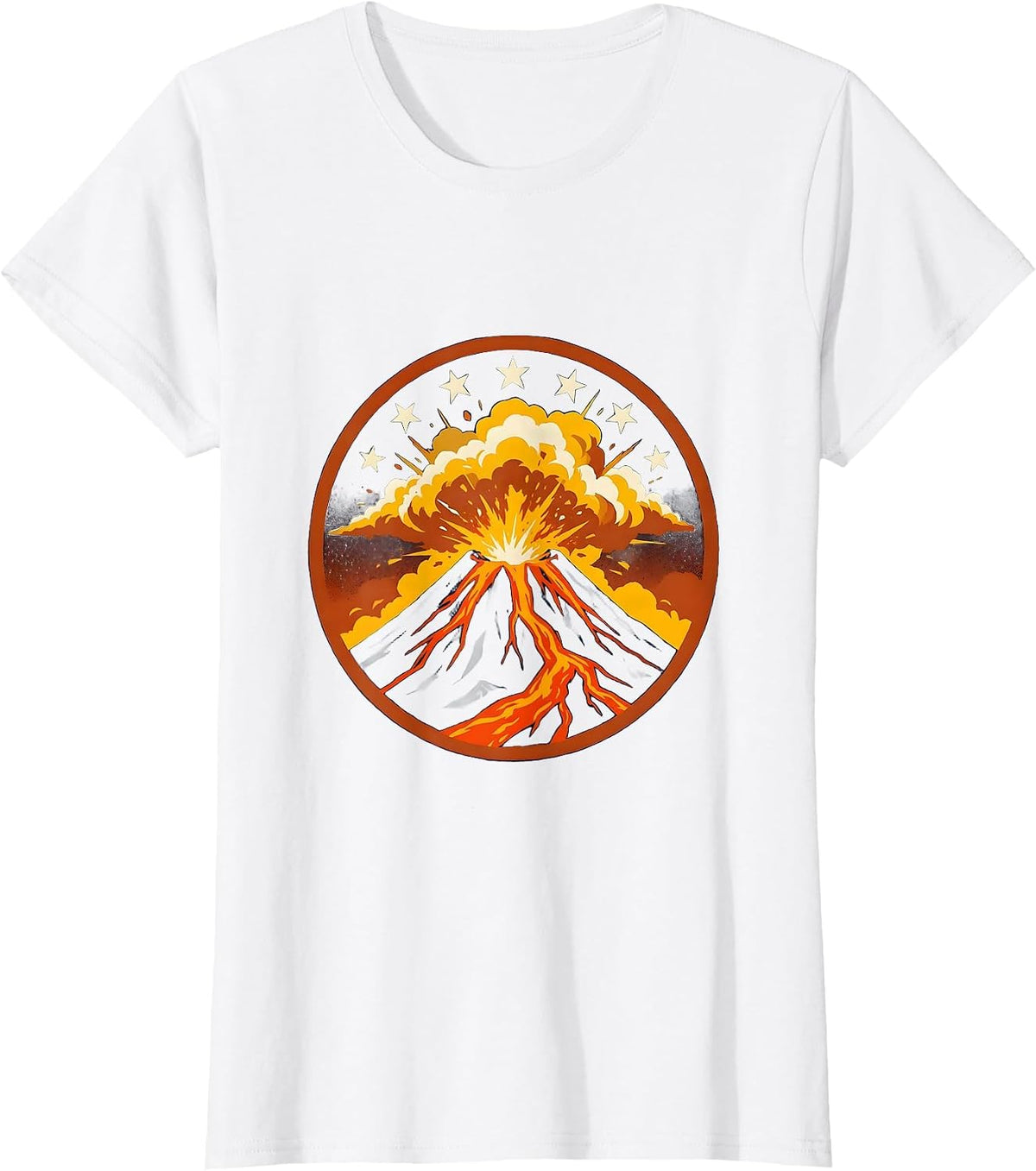 Women's Mexican Volcano Night Sky Eruption Graphic T-Shirt - White