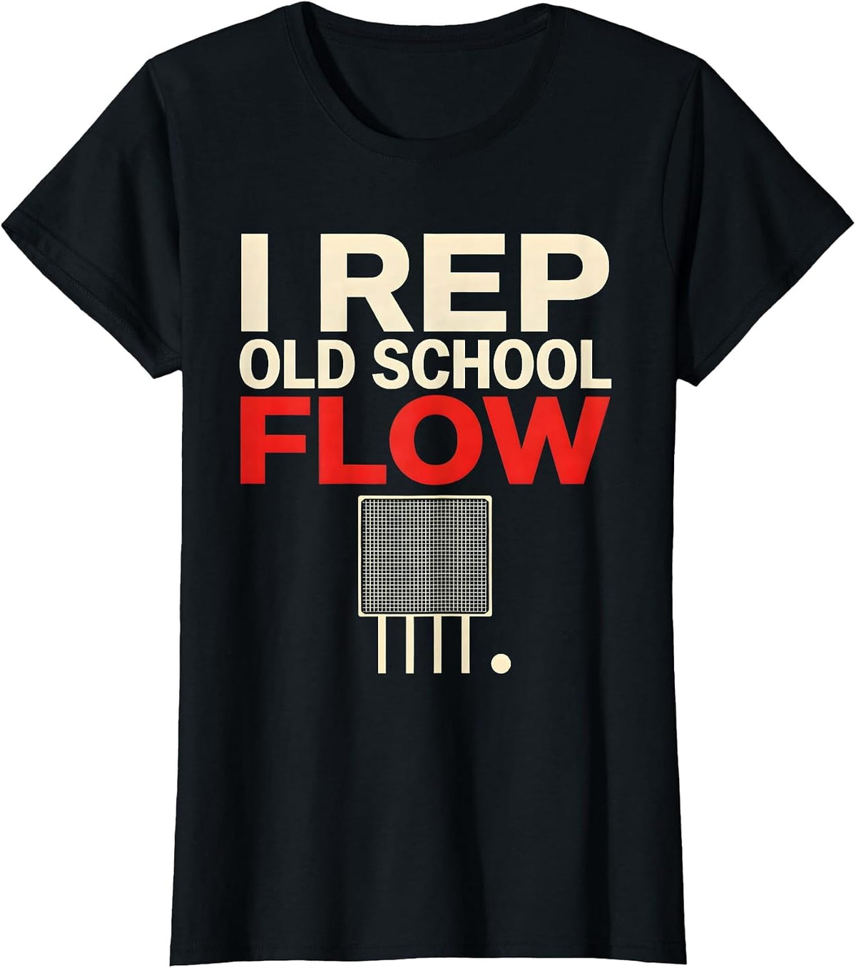 Women's I Rep Old School Flow Geometric Hip Hop Rap Nostalgia T-Shirt - Black