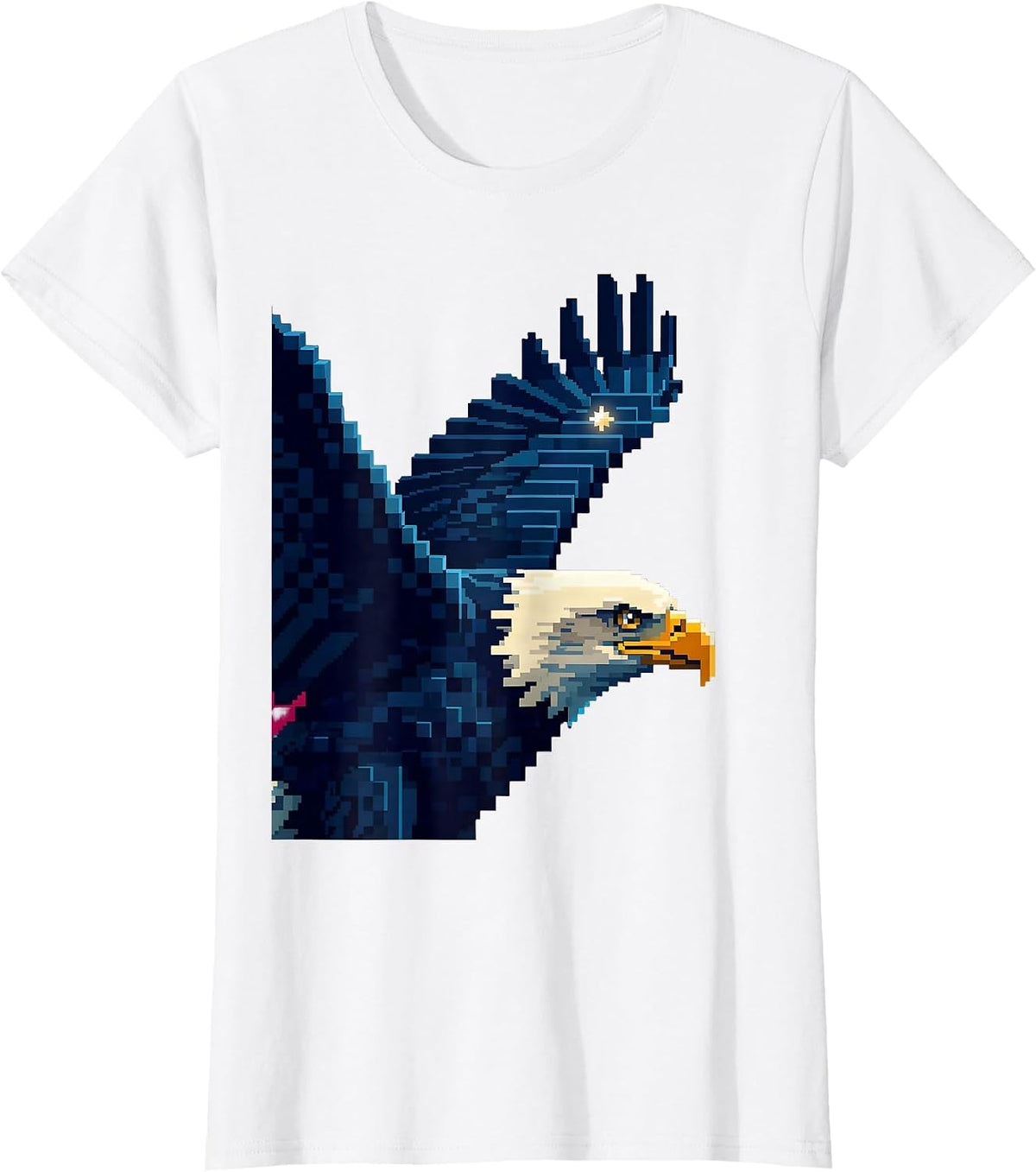 Bald Eagle Pixel Art Mascot Fan Family Pride T-Shirt - White