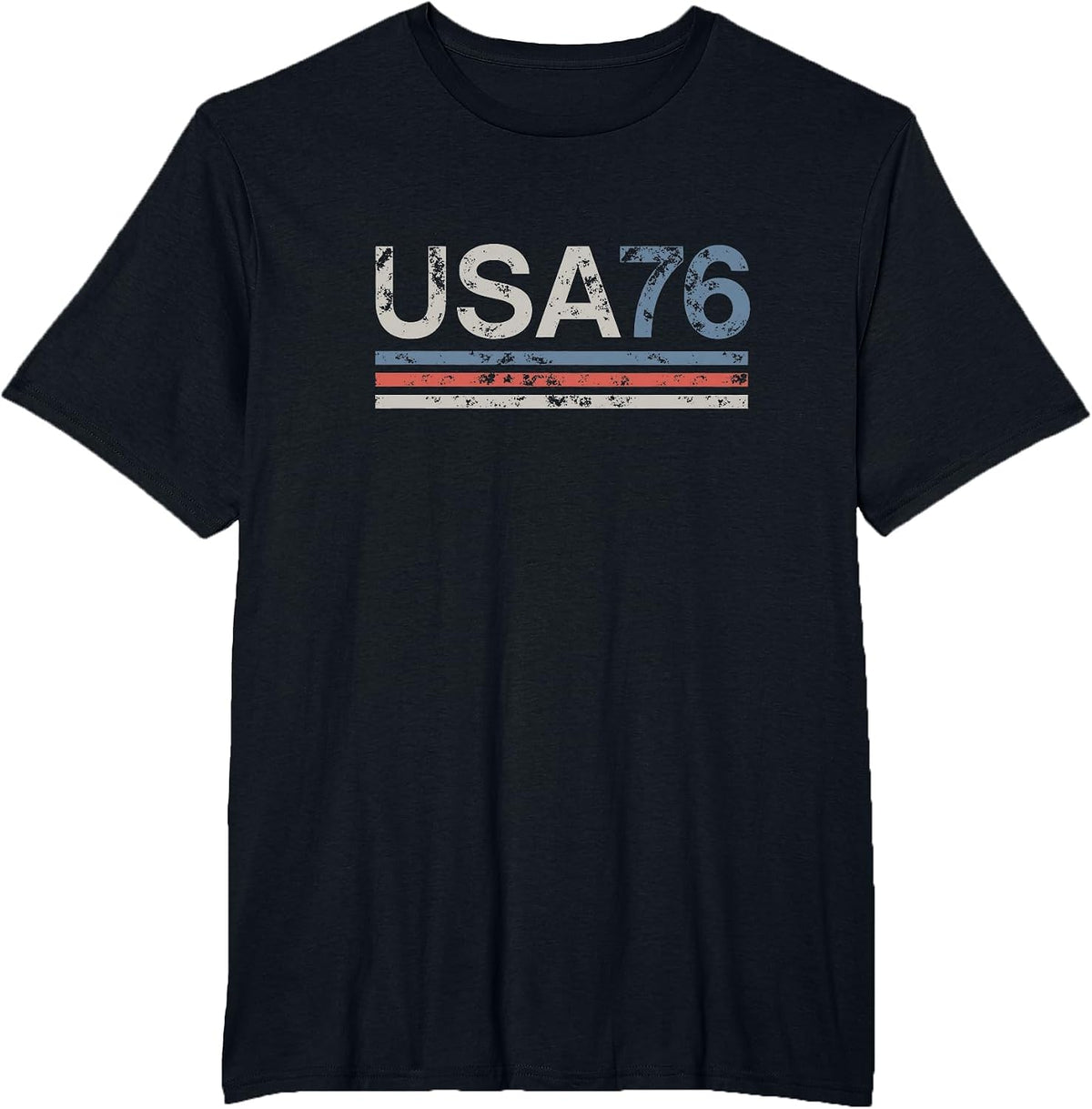 Retro Stripes 4th of July America USA 1776 T-Shirt - Black
