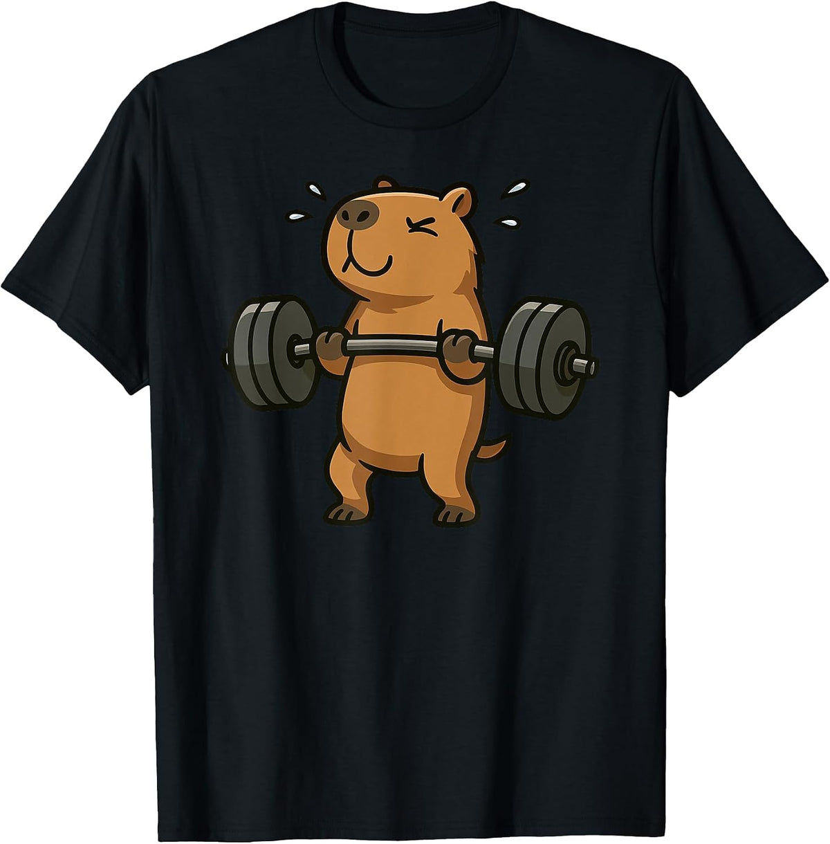 Funny Capybara Workout Gym Fitness Weightlifting Deadlift T-Shirt - Black