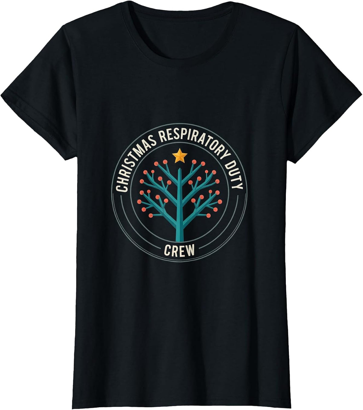 Christmas Respiratory Duty Crew Funny Respiratory Therapist T-Shirt - Black