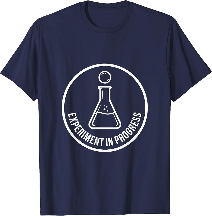 Experiment In Progress Science Teacher Design T-Shirt - Navy Blue