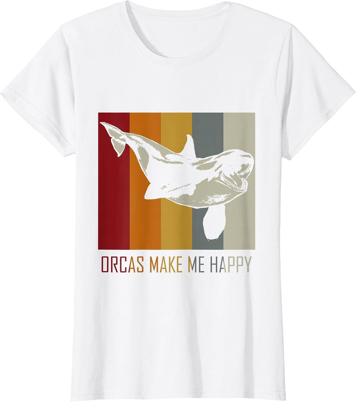 Orcas Make Me Happy Killer Whale T-Shirt T-Shirt - White