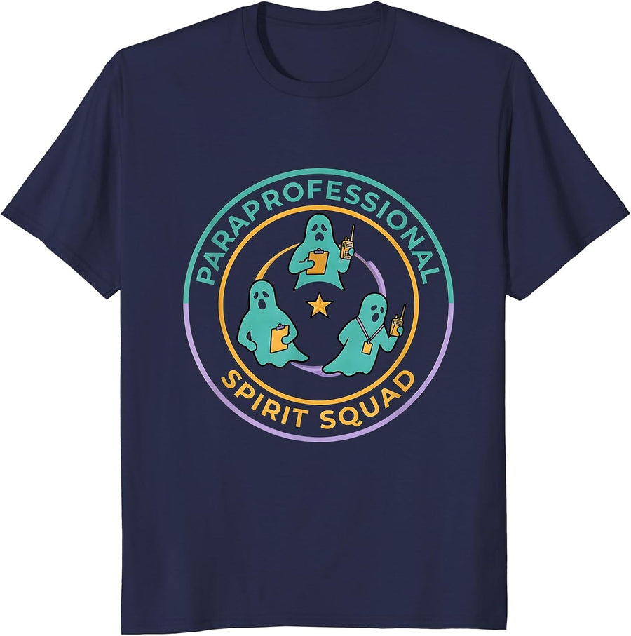 Paraprofessional Spirit Squad Funny Ghost Para Normal T-Shirt - Navy Blue