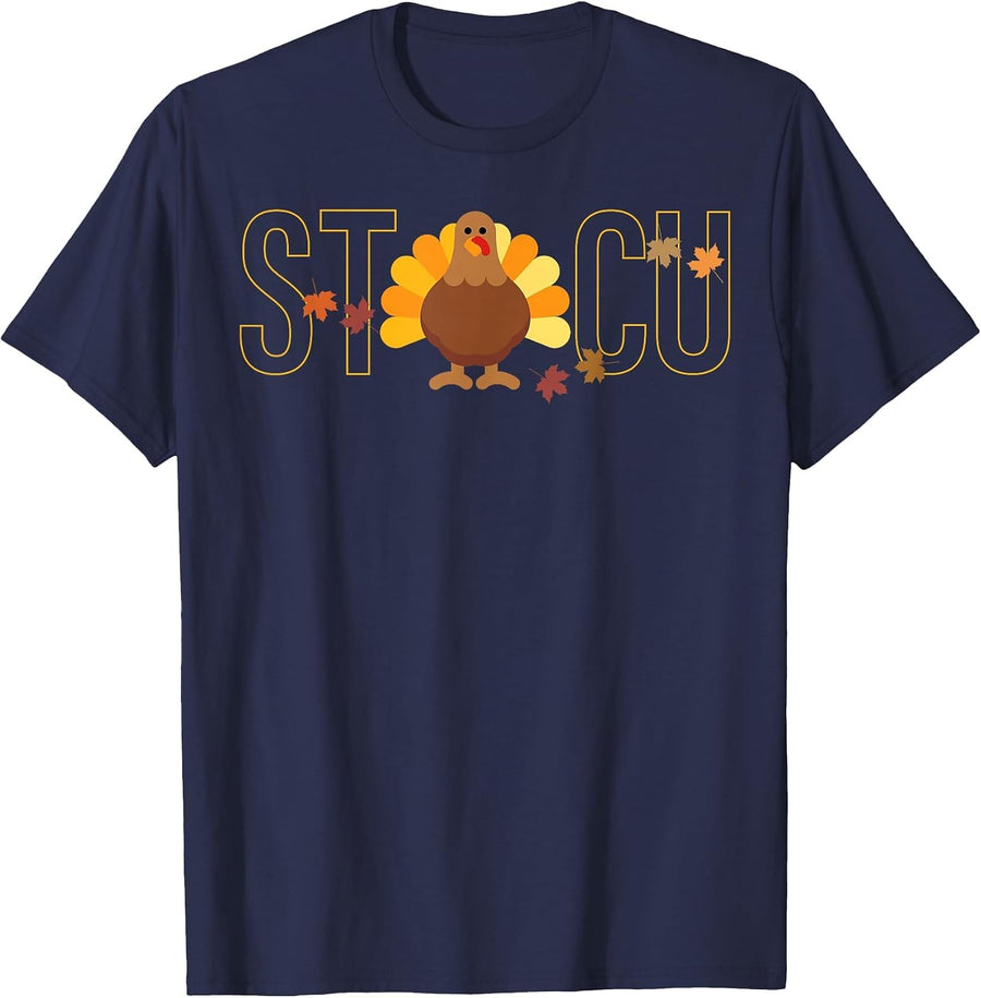 STICU Surgical Trauma ICU Nurse Fall Thanksgiving Turkey T-Shirt - Navy Blue