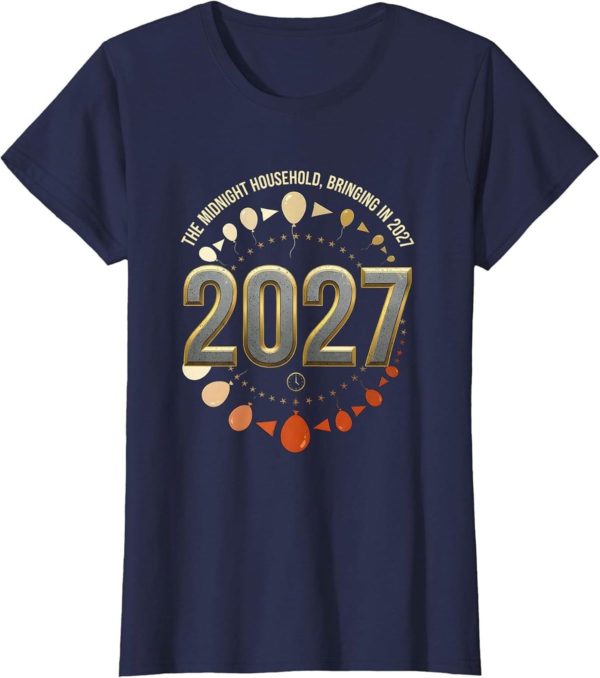 Women's The Midnight Household, Bringing In 2027 Family Matching T-Shirt - Navy Blue