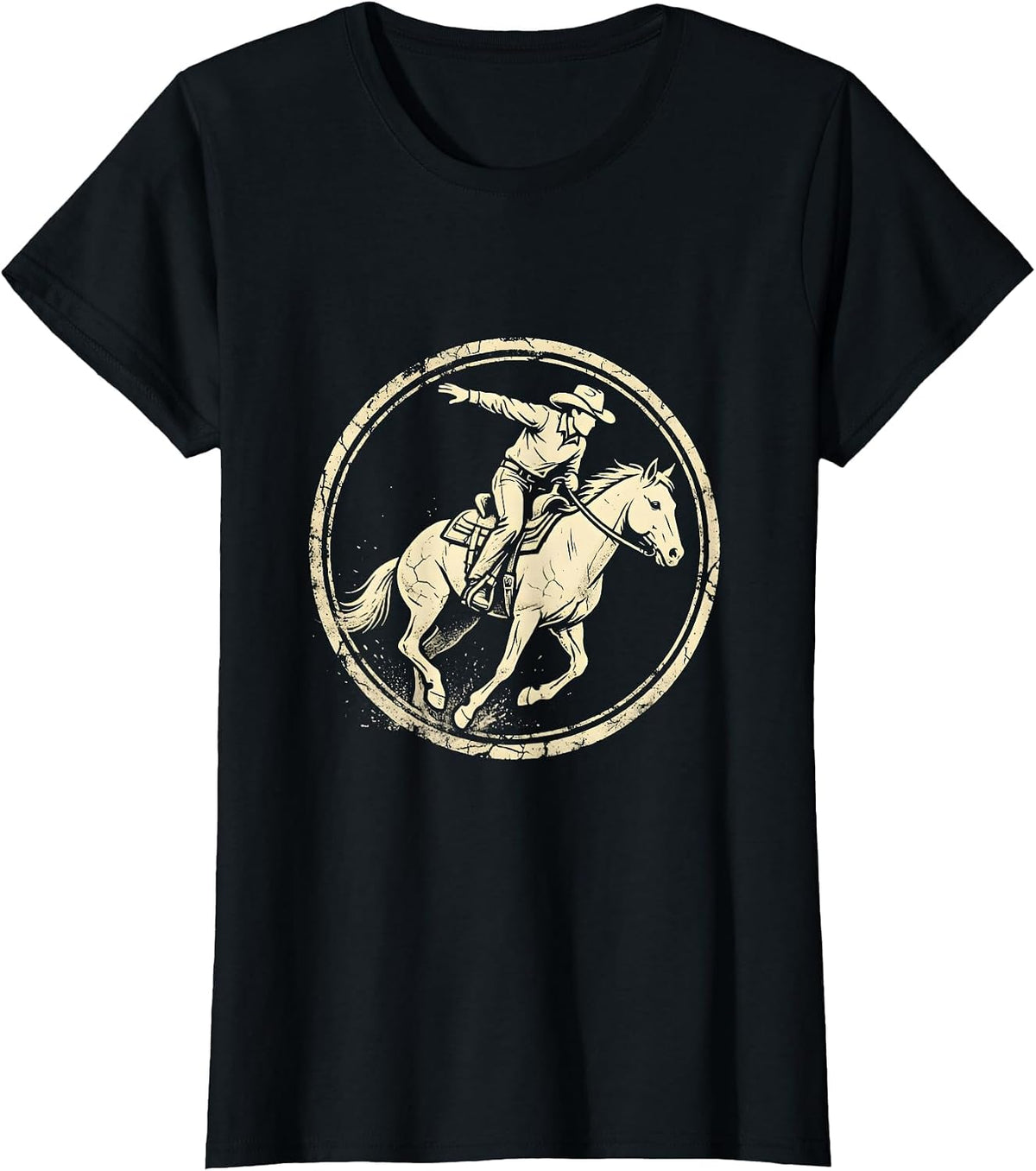 Women's Barrel Racer Leaning Into the Turn T-Shirt - Black