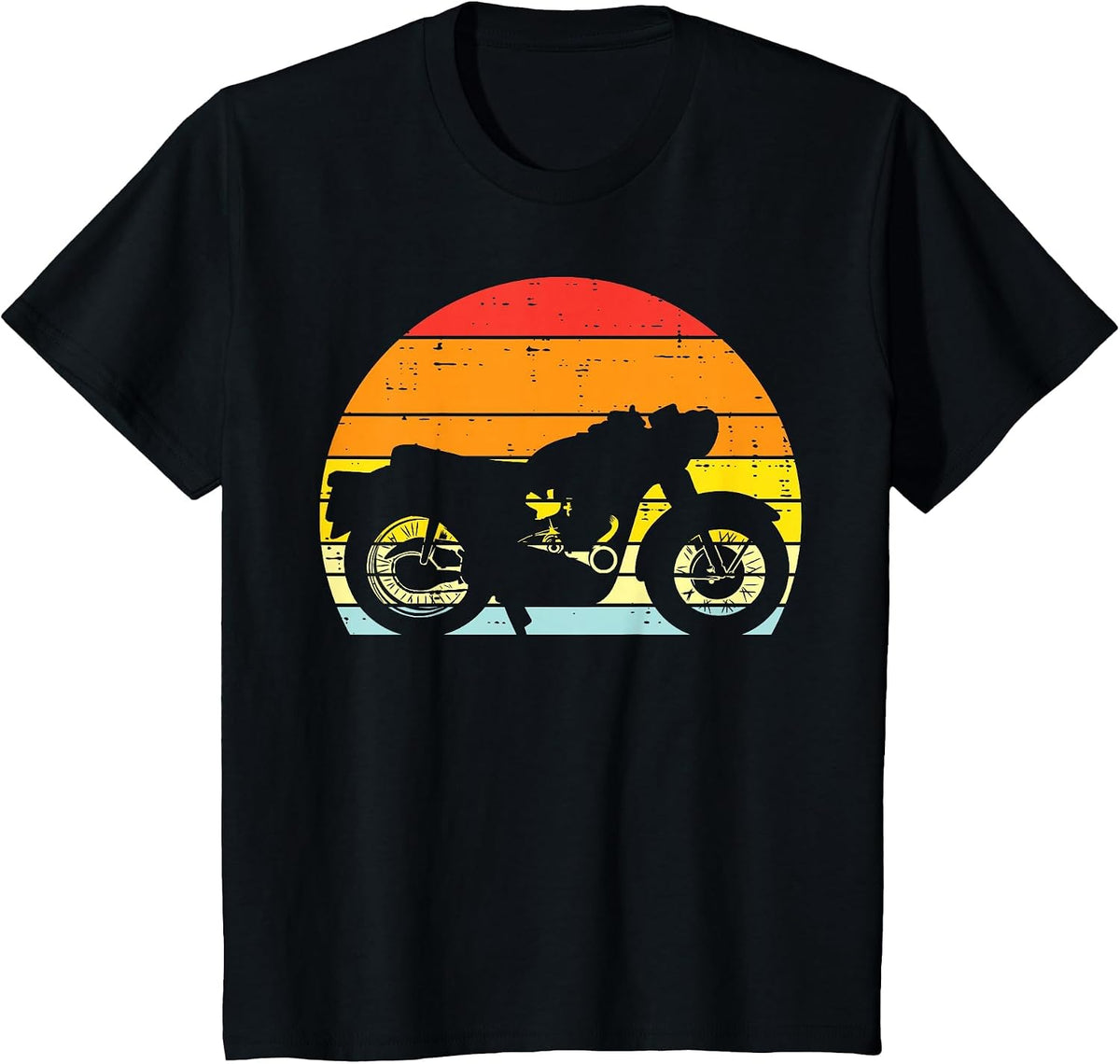 Biker Motorcycle Sunset Retro Motorbike Men Boys Kids Women T-Shirt - Black