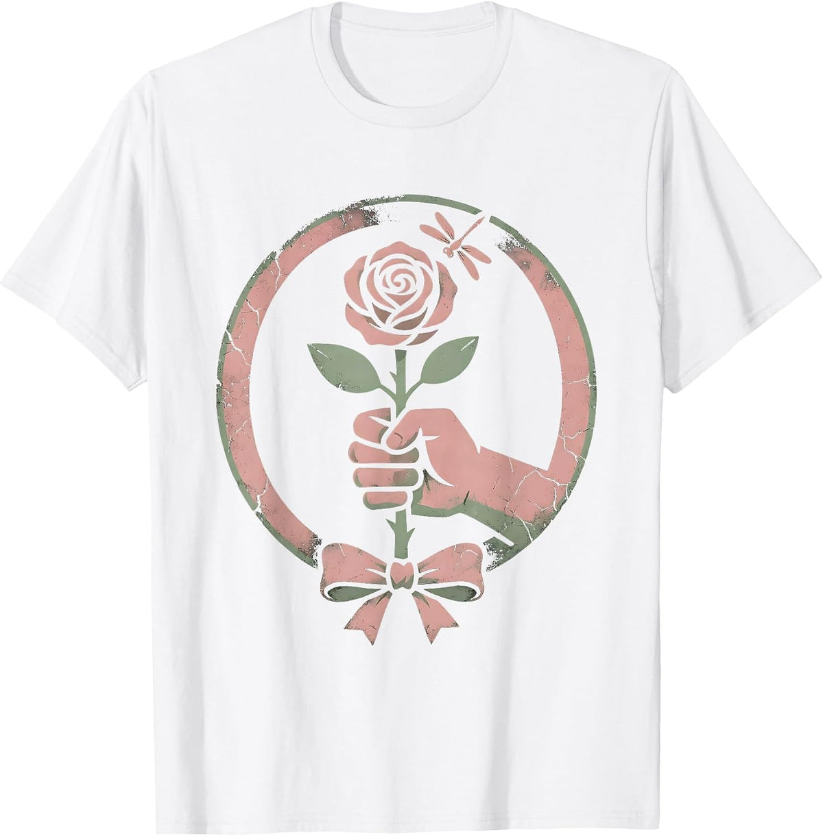 Men's Gigi Manicured Hand Holding Rose Graphic Tee T-Shirt - White