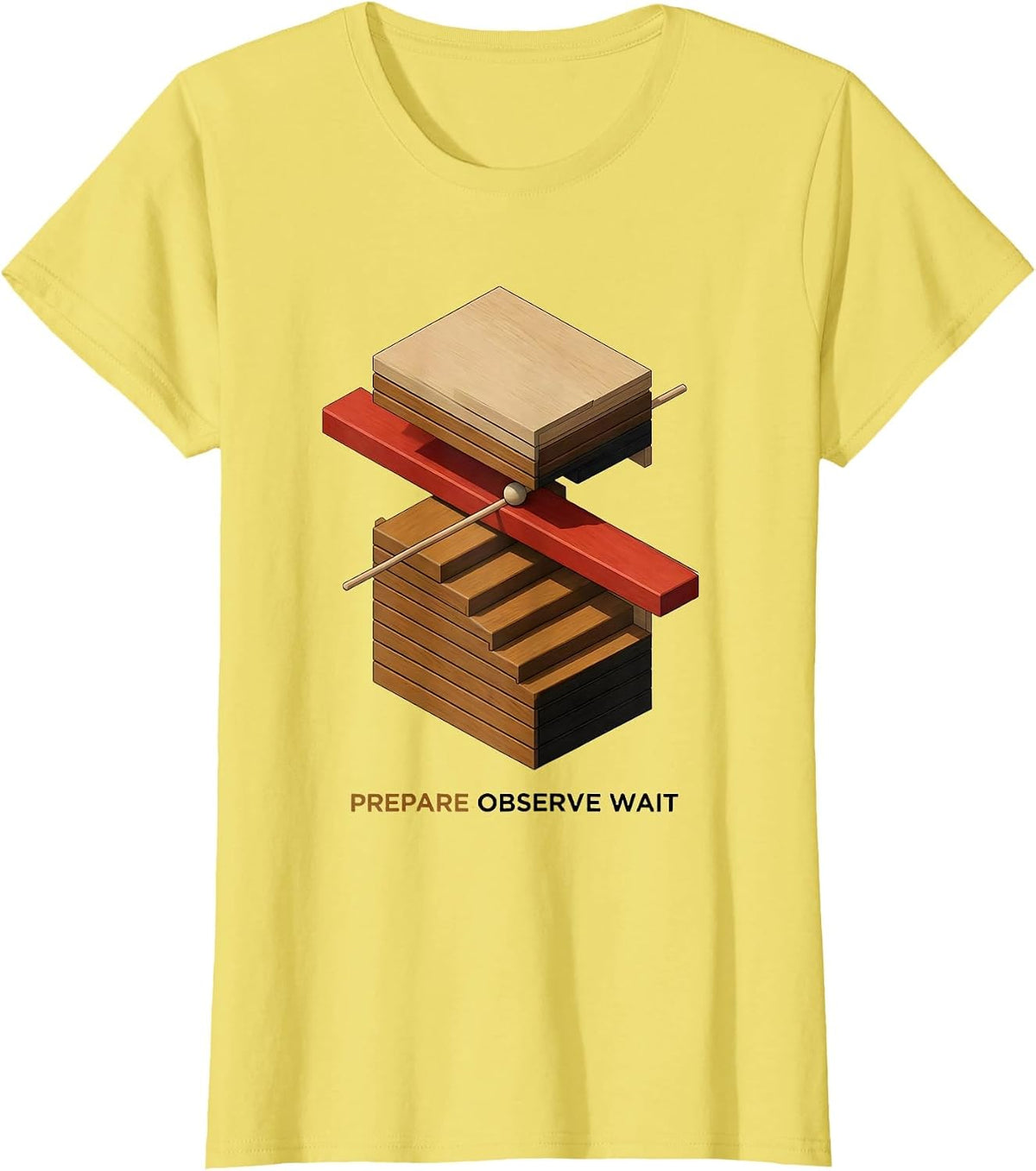 Women's Prepare Observe Wait Montessori Teacher Philosophy Pride T-Shirt - Lemon Yellow