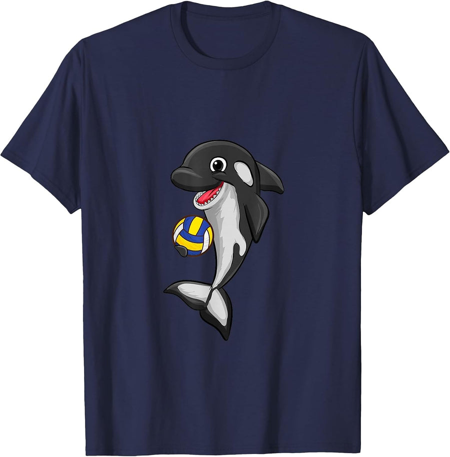 Volleyball Love Killer Whale Orca Lover Animal Womens T-Shirt - Navy Blue
