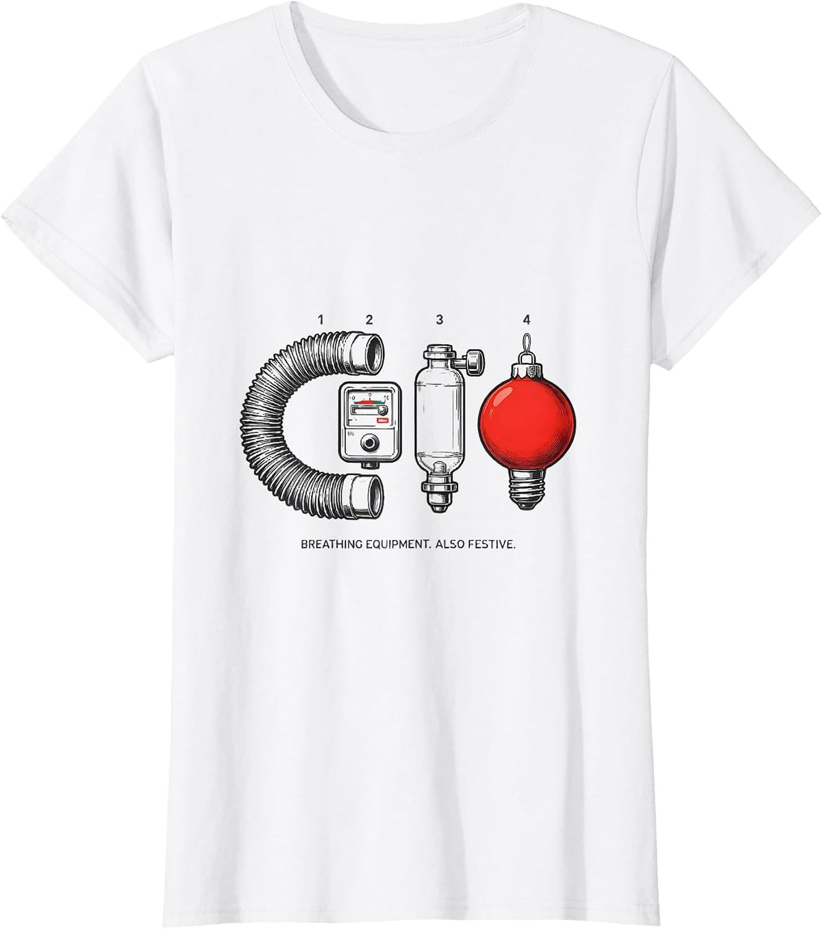 Breathing Equipment Also Festive Respiratory Therapist T-Shirt - White