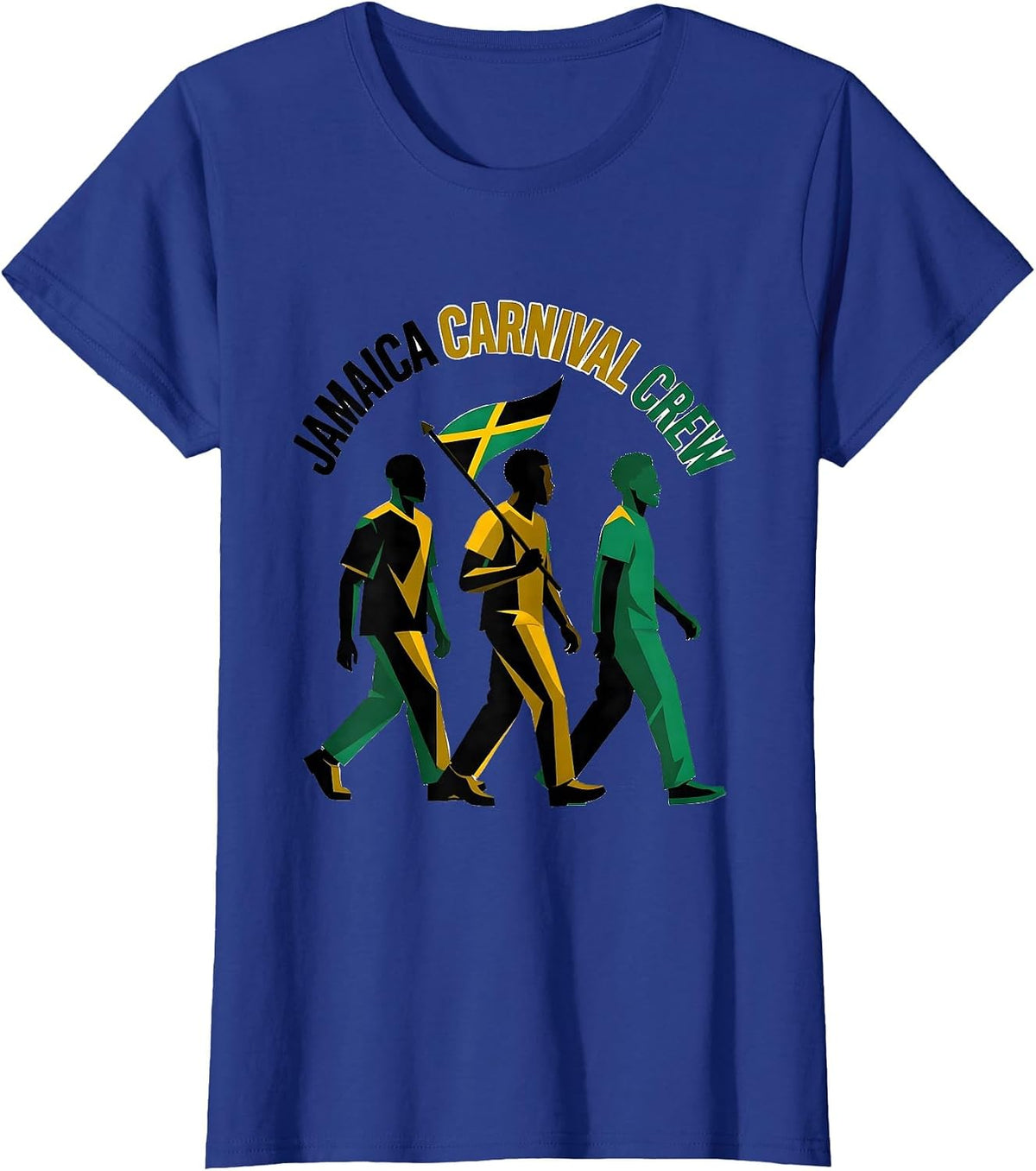 Women's Jamaica Carnival Crew Flat Vector Patriotic Pride Flag T-Shirt - Royal Blue