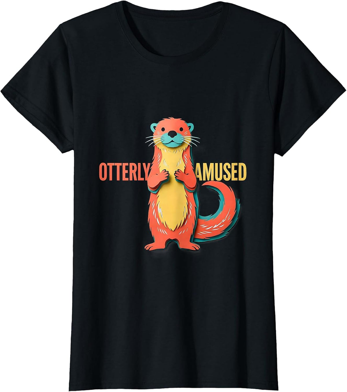 Otterly Amused Funny Otter Lover Animal Humor T-Shirt - Black