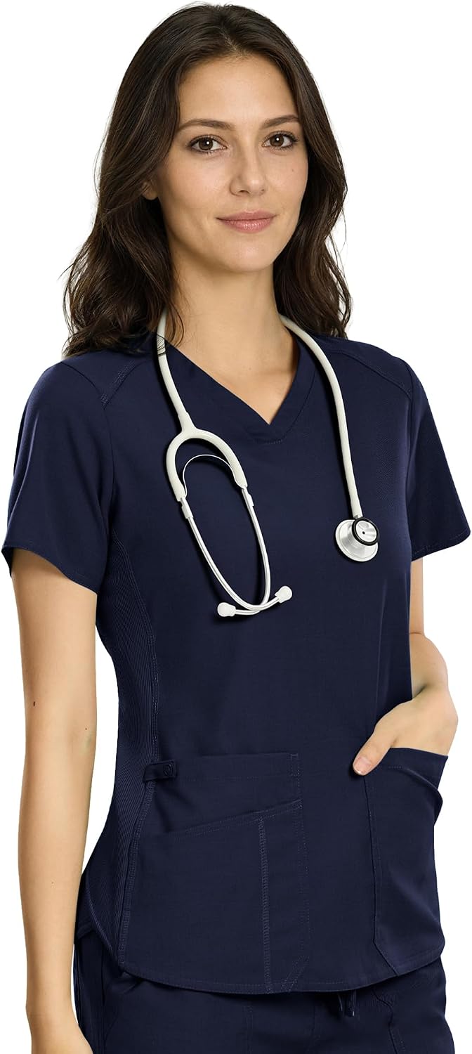 Scrubs Top for Women, V-Neck Top Scrubs, Modern Fit - Navy Blue