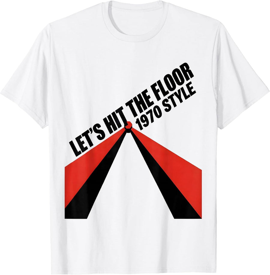 Men's Let's Hit The Floor, 1970 Style Retro Disco Party Costume T-Shirt - White