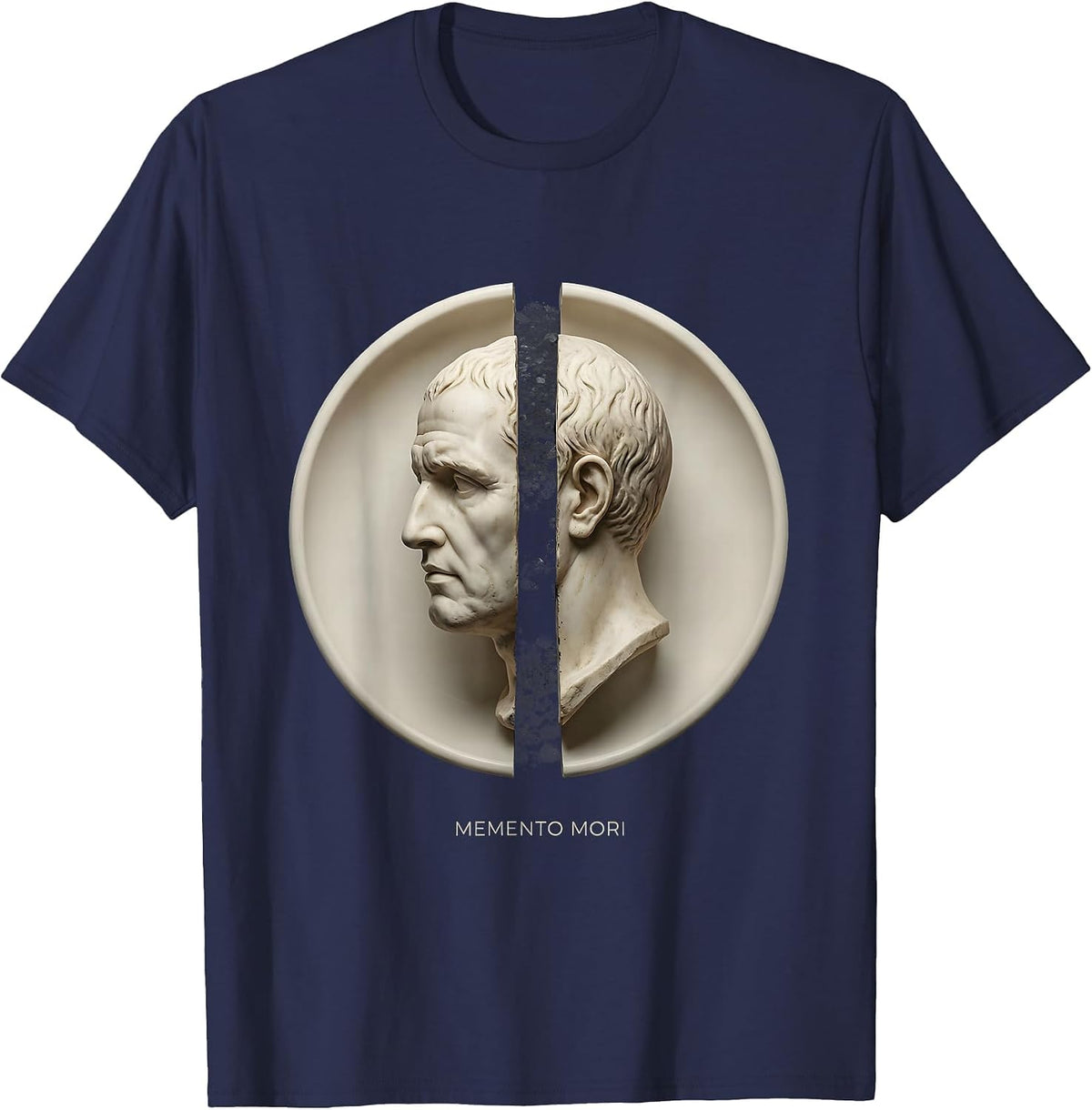 Memento Mori Minimalist Philosopher Stoic Philosophy Quote T-Shirt - Navy Blue