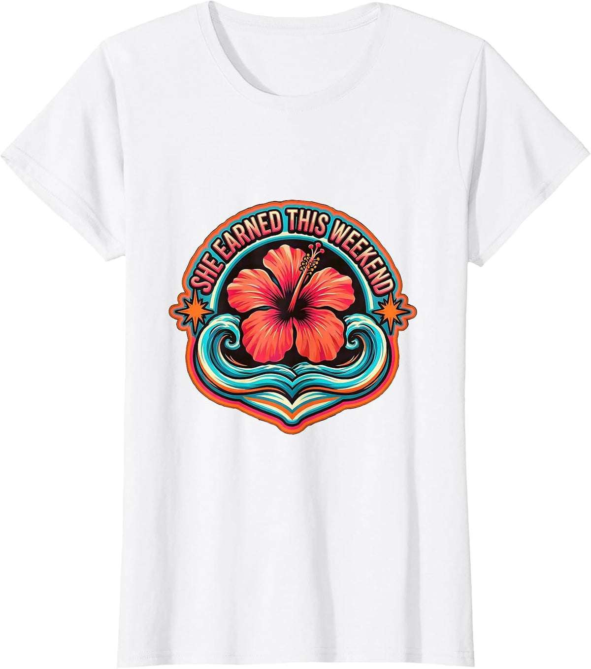 She Earned This Weekend Labor Day Design T-Shirt - White