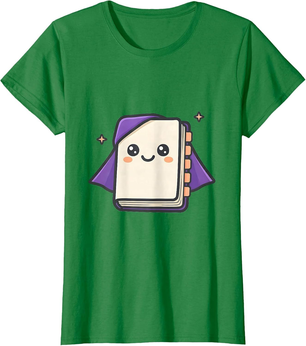 Open Notebook Halloween Teacher Cute Kawaii Witch T-Shirt - Kelly Green