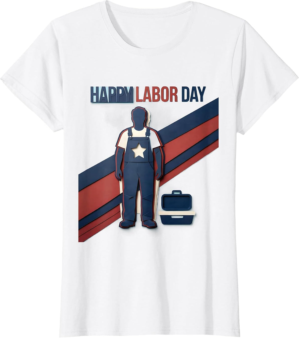 Happy Labor Day Patriotic Americana Tribute Paper Cutout T-Shirt - White