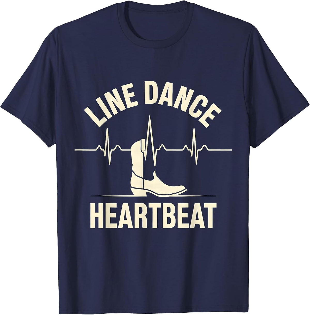 Men's Line Dance Heartbeat EKG Pulse Line Dancing Hobby Pride T-Shirt - Navy Blue