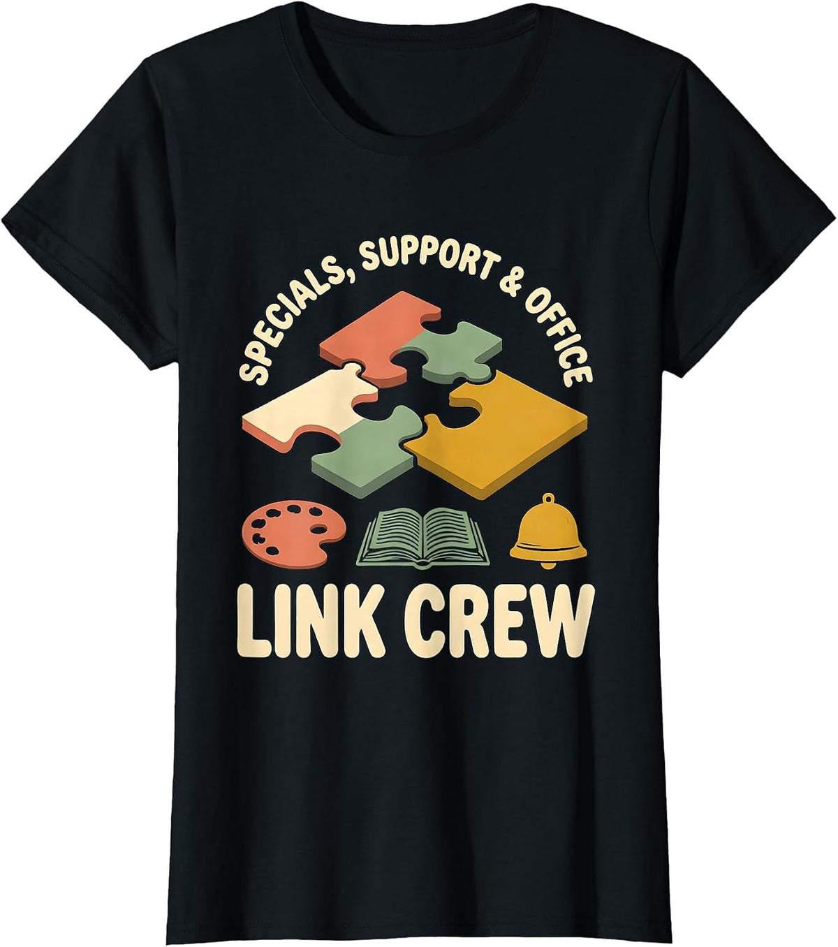 Women's Specials Support Office Link Crew Teacher Appreciation Back T-Shirt - Black
