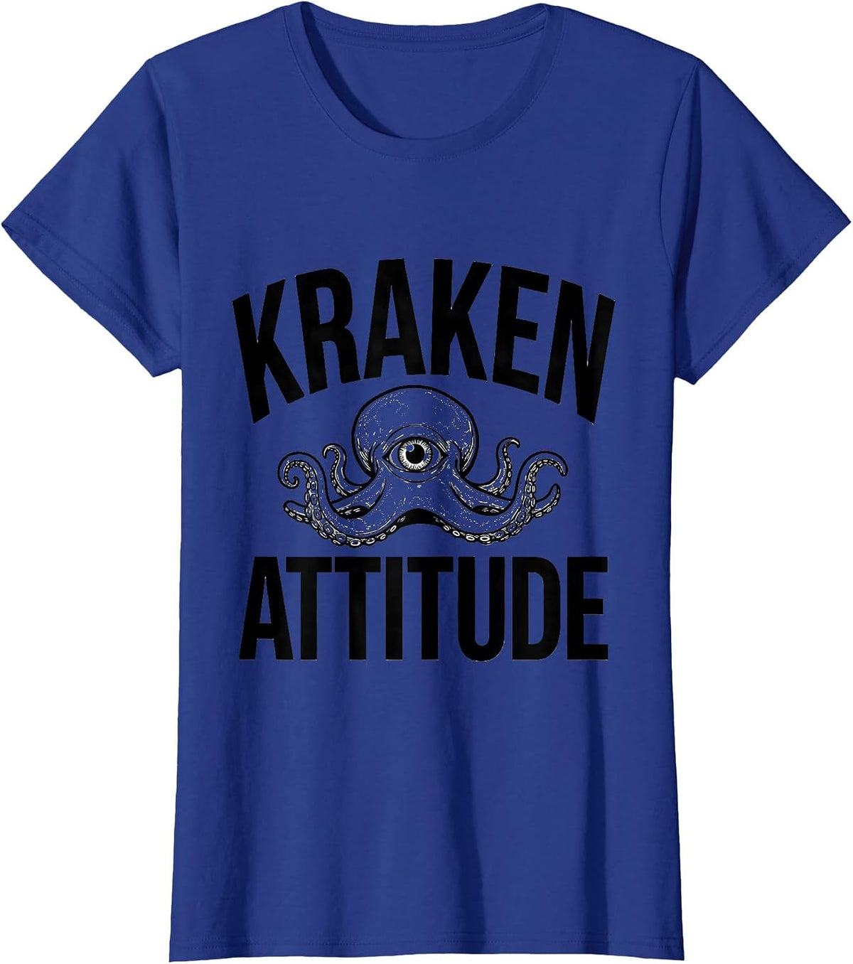 Women's Kraken Attitude Vintage Octopus Line Art Sea Creature Gift T-Shirt - Royal Blue