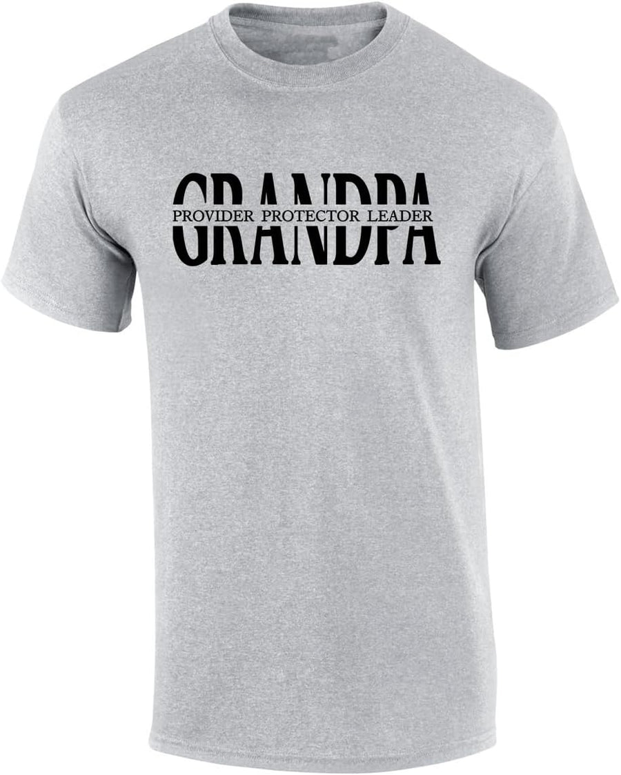 Mens Sport Grey Father's Day Provider Protector Leader Short Sleeve Thoughtful Inspirational T-Shirt - Grandpa
