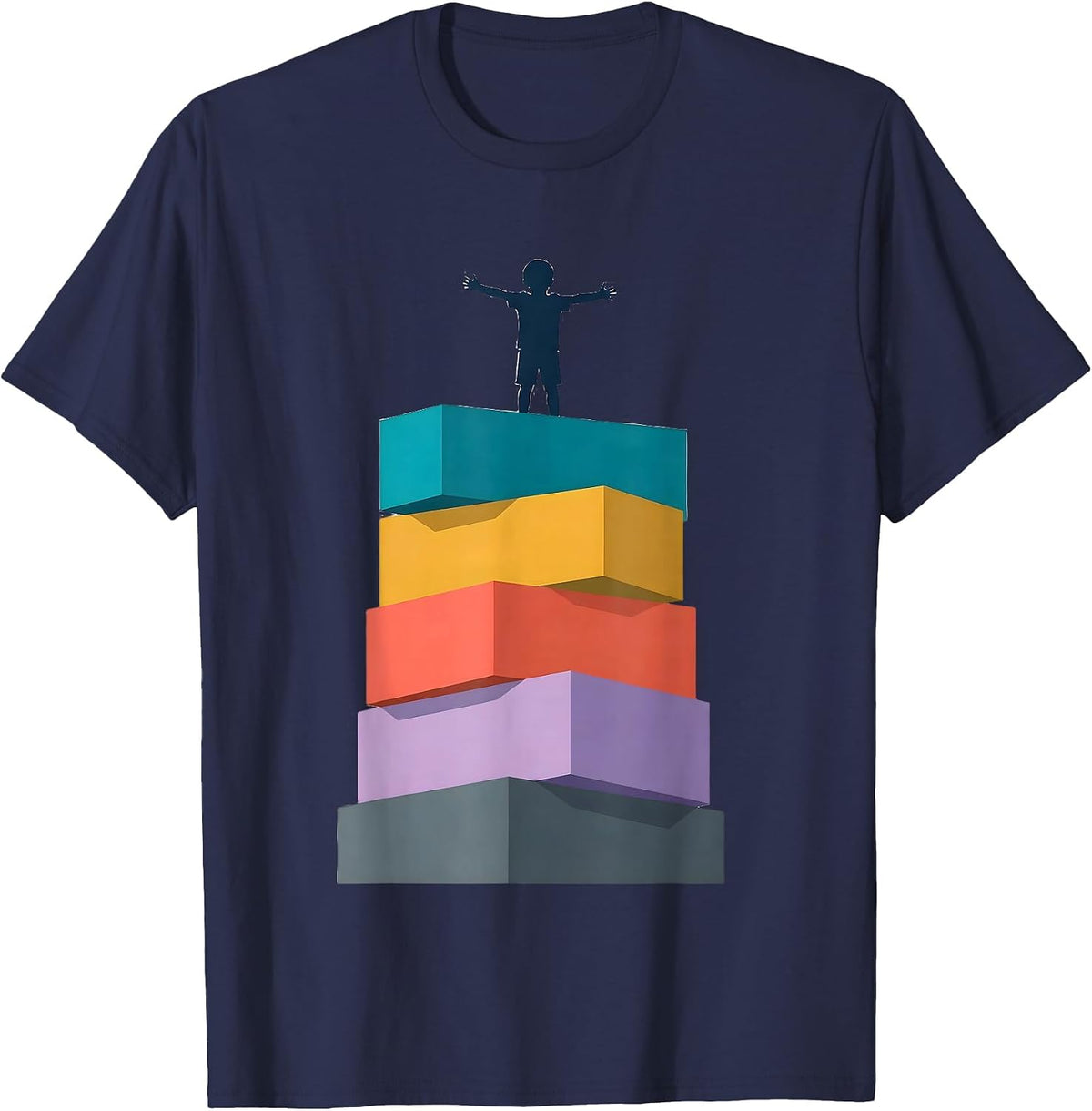 Paraprofessional Child Support Blocks Graphic T-Shirt - Navy Blue