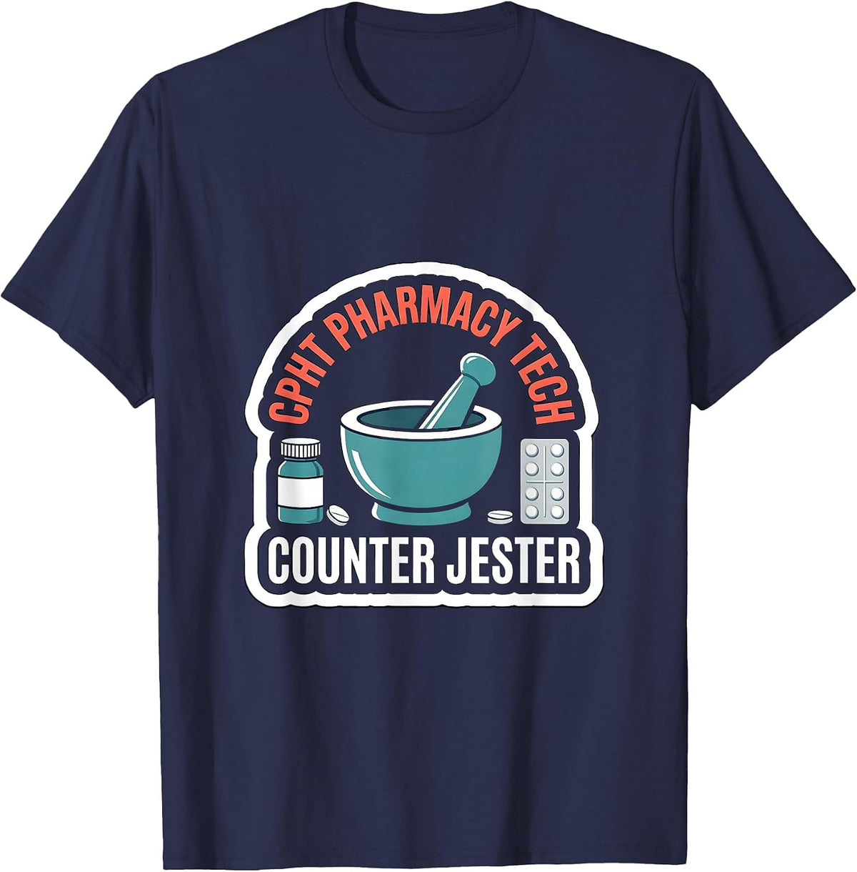 Men's CPhT Pharmacy Tech Counter Jester Funny Pharmacy Technician T-Shirt - Navy Blue