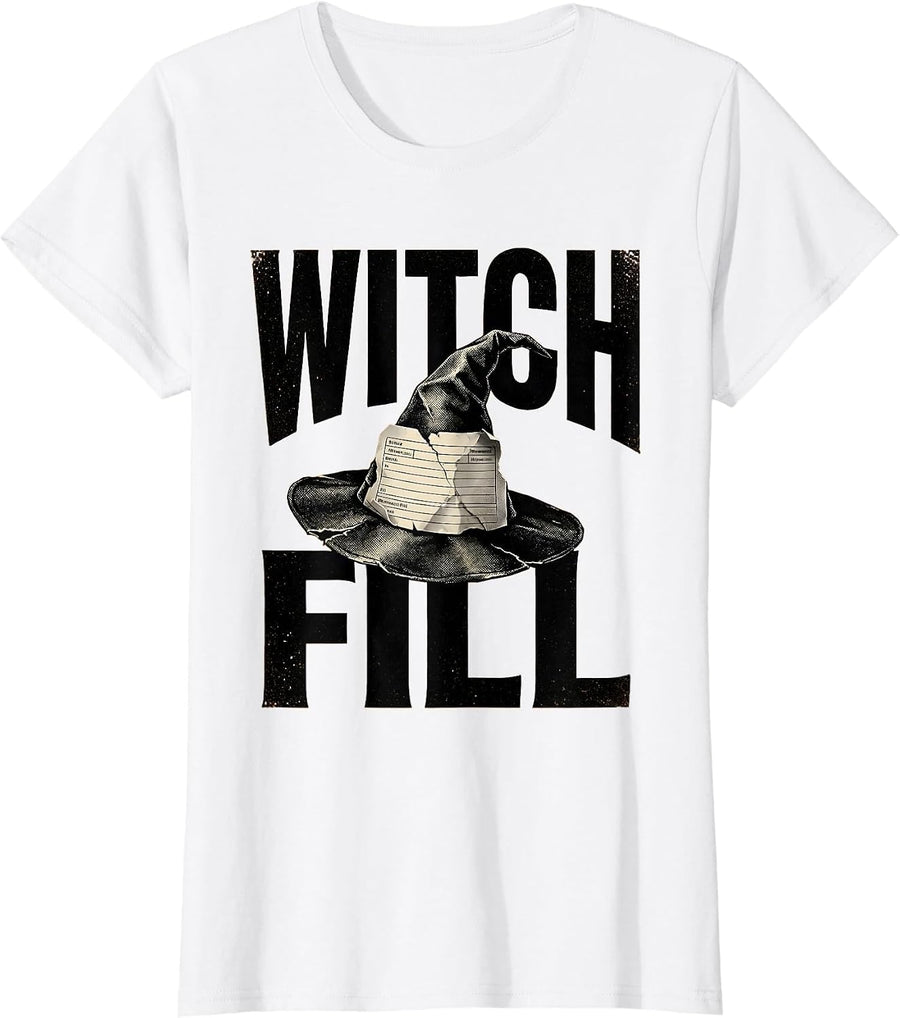 Women's Witchfill Funny Pharmacy Halloween Pharmacist Tech Crew T-Shirt - White