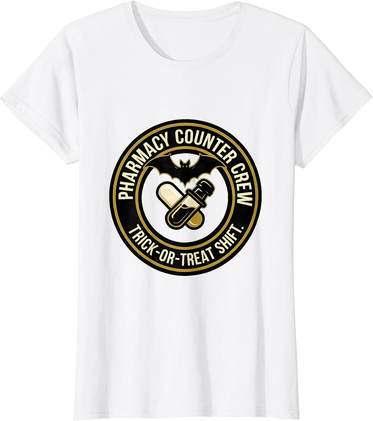 Pharmacy Counter Crew, Trick-Or-Treat Shift Halloween T-Shirt - White