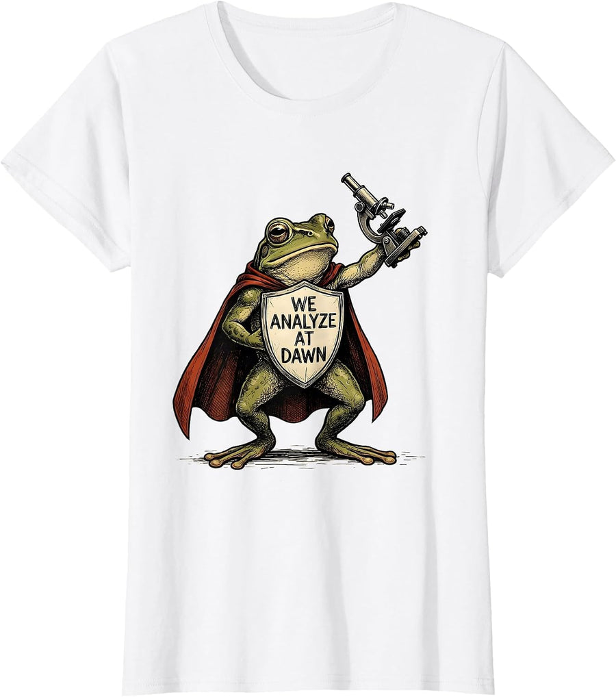 Women's We Analyze At Dawn Funny Teacher Frog Back To School T-Shirt - White