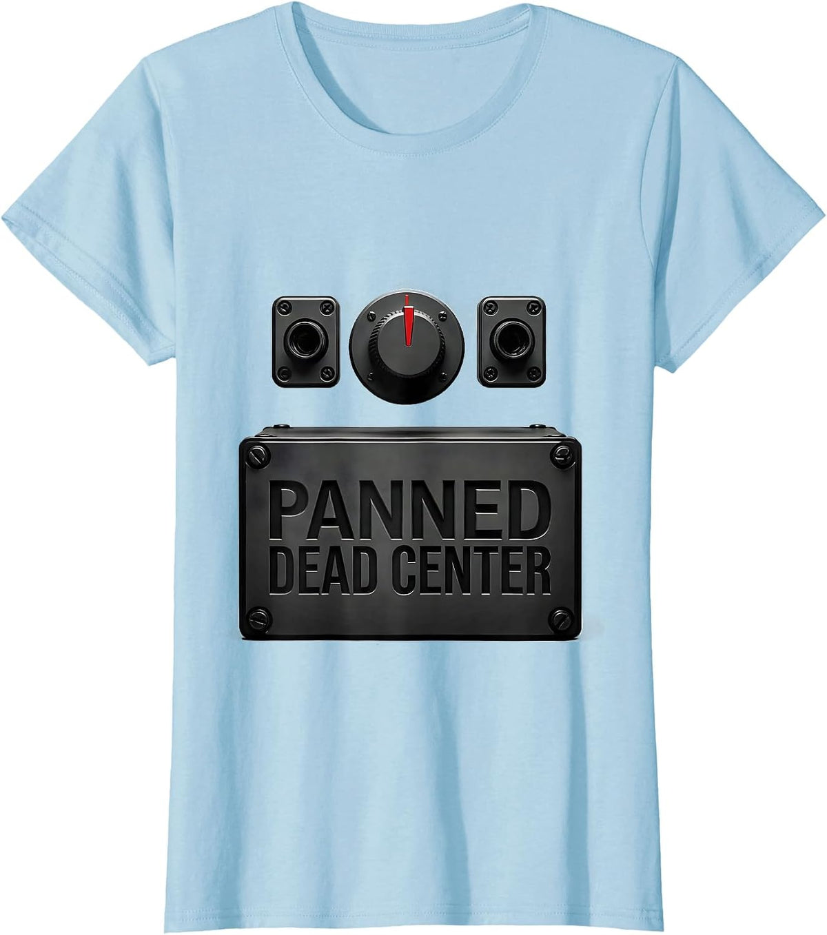 Panned Dead Center Funny DJ Gift Retro Electronic Music T-Shirt - Baby Blue